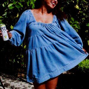 Free People Denim Babydoll Dress